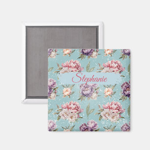 Aimant Vintage Floral Personnalisé Peony Motif