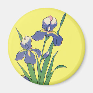 Aimant Vintage Floral, Purple Spring Garden Iris Flowers