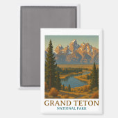 Aimant Vintage Grand Teton National Park Travel (Recto/Verso)