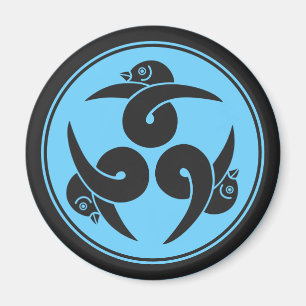 Aimant Vintage gris bleu Trois oies Japon Mon Oriental