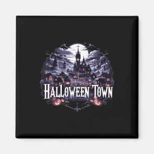 Aimant Vintage Halloween Town Skeleton Ghost Citrouille H
