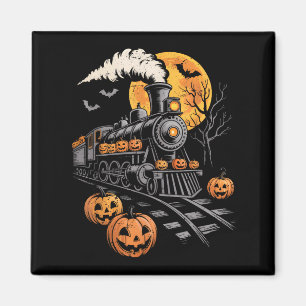 Aimant Vintage Halloween Train Jack-o'-lantern Citrouille