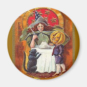 Aimant Vintage Halloween Witch et Citrouille Head Boy (Devant)
