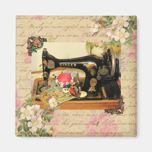 Aimant Vintage Hand Crank Sewing Machine & Notions (Devant)