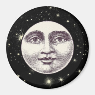 Aimant Vintage homme dans la pleine lune visage lune