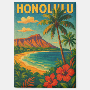 Aimant Vintage Honolulu Oahu Hawaii Beach Hawaii Travel