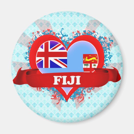 Aimant Vintage I Love Fiji (Devant)