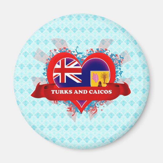 Aimant Vintage I Love Turks And Caicos (Devant)