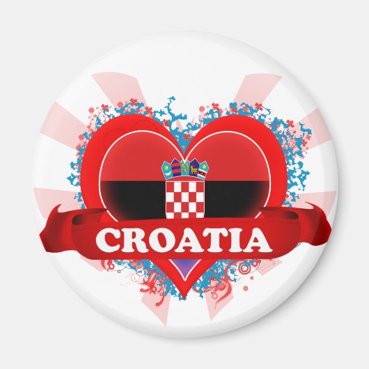 Aimant Vintage J'aime Croatie (Devant)