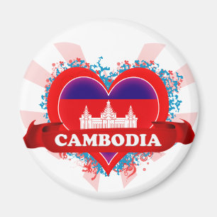 Aimant Vintage J'aime le Cambodge