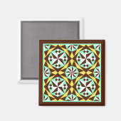 Aimant Vintage jaune Bleu Brown Barcelone Motif (Recto/Verso)