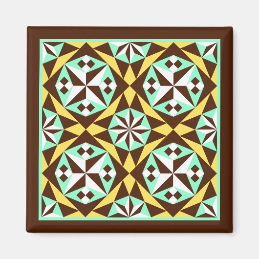 Aimant Vintage jaune Bleu Brown Barcelone Motif (Devant)