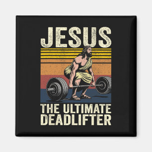 Aimant Vintage Jésus L'ultime Deadlifter Funny Christ
