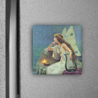 Vintage Jolie Fée Fae Harp Candle Océan