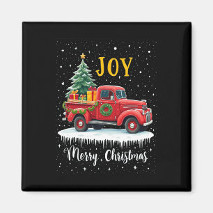 Aimant Vintage Joyeux Camion rouge de Noël Vieux mode Ch