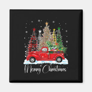 Aimant Vintage Joyeux Camion rouge de Noël Vieux mode Ch