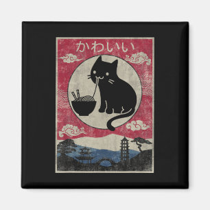 Aimant Vintage Kawaii Chat Ramen Anime Japonais Enfants F