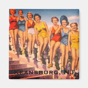 Aimant Vintage Keansburg, NJ Beach Scene - Jersey Shore