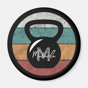 Aimant Vintage kettlebell personnalisé nom monographique