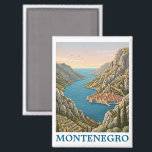 Aimant Vintage Kotor Bay Montenegro Balkan Scenery<br><div class="desc">Explore the beauty of Montenegro with this minimalist illustration on a magnet that features the heritage and breathtaking landscapes of this Balkan gem. From Montenegrin flag-themed apparel to unique Kotor Bay accessories, our products capture the essence of Adriatic coast charm. Whether you're reminiscing about a past trip or dreaming of...</div>