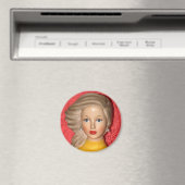 Aimant Vintage Lady Chef Ado Vase Windswept Cheveux (In Situ (Lave-vaisselle))