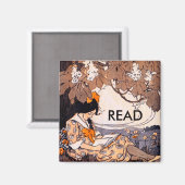 Aimant Vintage Lecture sous un arbre (Recto/Verso)