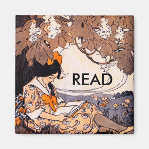 Aimant Vintage Lecture sous un arbre