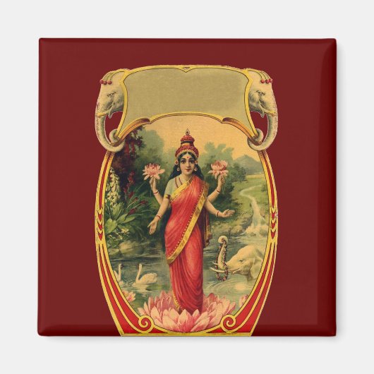 Aimant vintage Lotus Fleur Déesse hindoue Lakshmi (Devant)