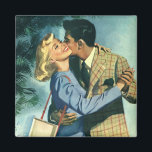 Aimant Vintage Love and Romance, Christmas Dance<br><div class="desc">Vintage illustration love and romance image featuring a man and a woman on a romantic date dancing to the music on the radio by a Christmas tree.</div>