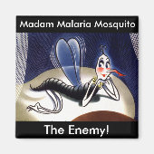 Aimant Vintage Madame Malaria Mosquito (Devant)