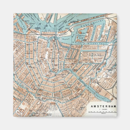 Aimant Vintage Map of Amsterdam (1905) (Devant)