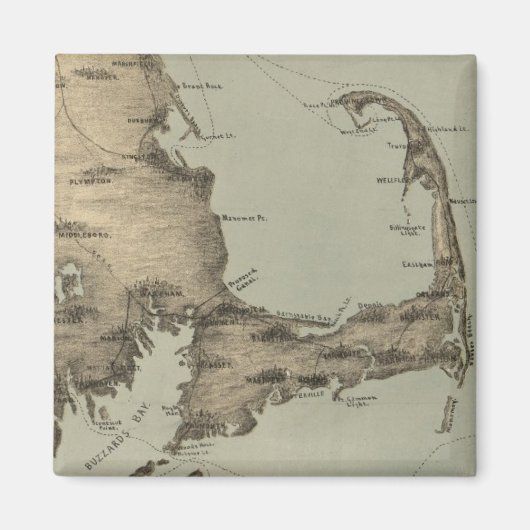 Aimant Vintage map of Cape Cod (1885) (Devant)