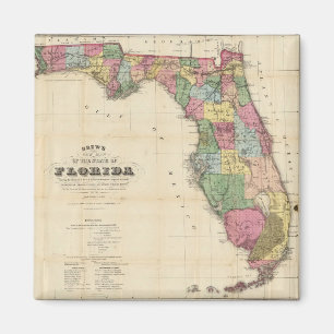 Aimant Vintage Map of Florida (1870)