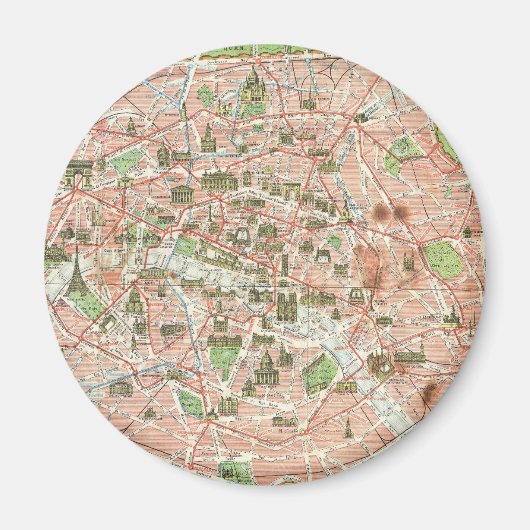 Aimant Vintage map of Paris (Devant)