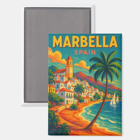 Aimant Vintage Marbella Espagne Costa del Sol (Recto/Verso)