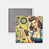 Aimant Vintage Mechanic Pin-up (Recto/Verso)