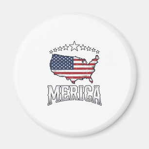 Aimant Vintage Merica Patriote Drapeau Carte T-Shirt Desi