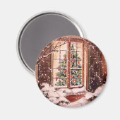 Aimant Vintage Merry Christmas House (Recto/Verso)