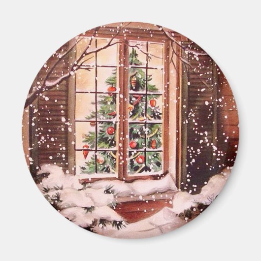 Aimant Vintage Merry Christmas House (Devant)