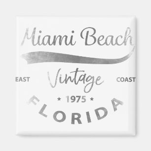 Aimant Vintage Miami-Beach-Floride Logo Gris