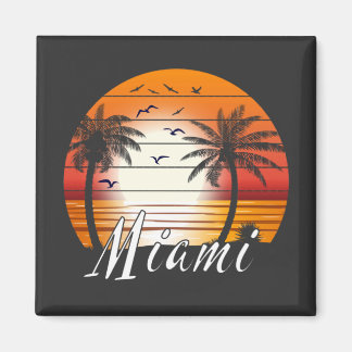 Aimant Vintage Miami Floride Palm Trees Summer Beach