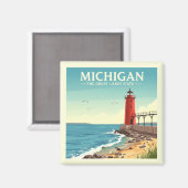 Aimant Vintage Michigan (Recto/Verso)