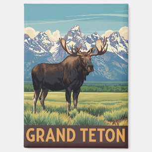 Aimant Vintage Moose dans le parc national de Grand Teton