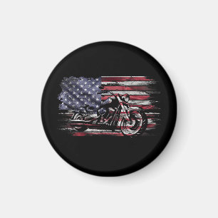 Aimant Vintage Motorcycle USA Drapeau Retro Biker, Motorc