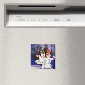 Aimant Vintage Noël Dancing Snowmen avec bougies (In Situ (Lave-vaisselle))