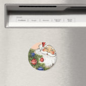 Aimant Vintage Noël Père Noël avec Arbre (In Situ (Lave-vaisselle))