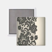 Aimant Vintage noir Dentelle beige Paris Mode (Recto/Verso)
