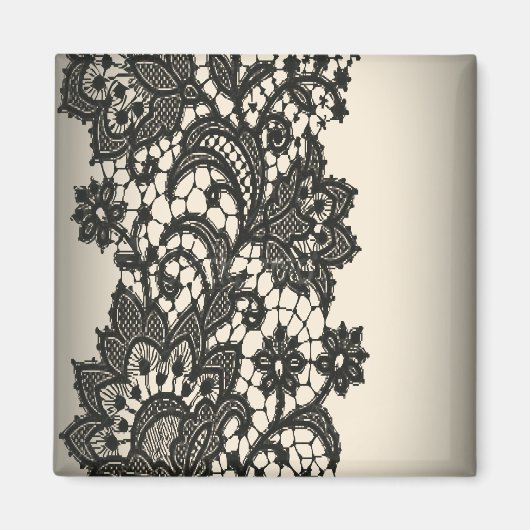 Aimant Vintage noir Dentelle beige Paris Mode (Devant)