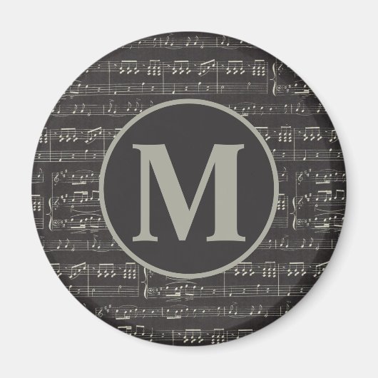 Aimant Vintage note de musique noire Motif Monogram (Devant)