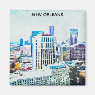 Aimant Vintage Nouvelle-Orléans Louisiane Ville Silhouett